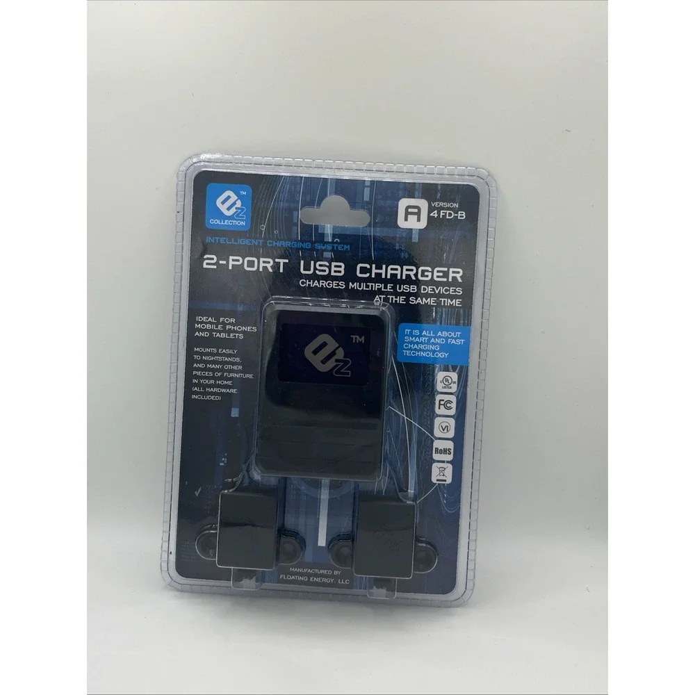 NEW EZ Collection 2 Port USB Charger Intelligent Charging System For Side Of Bed